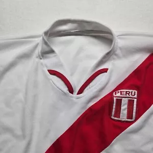 Retro Peru Shirt Jersey White Shirt Short Sleeve Adult Size L Large - Picture 1 of 6