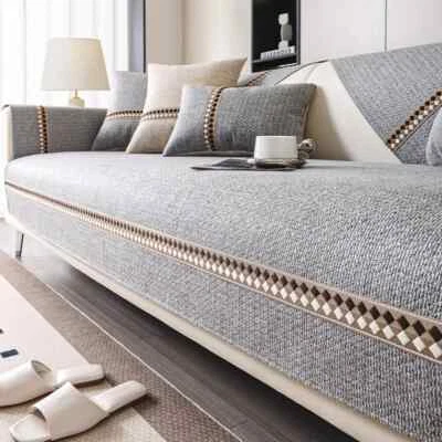 Funda Sofá Algodón y Lino Universal Sofás Almohadilla Color Sólido Alfombrilla Sofá Antideslizante Foto 1 de 4