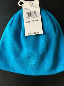 Girls Spyder Turquoise Ski Hat Blue Beanie Girls Size 7-14 (O/S) Cold Weather - Picture 1 of 8