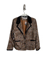 Anage Beige Animal Print Embellished Sequin Velvet Trim Jacket NWT Womens Large