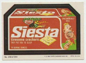 Wacky Packages 1980 Topps Sticker #258 Siesta tiresome crackers - Imagen 1 de 2