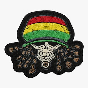 RASTAFARI TOTENKOPF bestickt jamaikanisch grün gelb rot 2/$7 kostenloser Versand mit 2+ - Bild 1 von 1