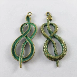 10 Stck. Retro Legierung Patina Schlange Anhänger Charm Viper zur Schmuckherstellung 57x22mm - Bild 1 von 6