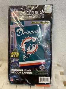 MIAMI DOLPHINS  2-sided  Premium Embroidered Applique Banner Flag  LGSIZE 44X28  - Picture 1 of 2