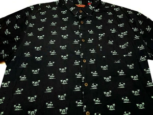 Havanera Co Mens Hawaiian Aloha Palm Tree Short Sleeve Navy Shirt 2XL XX XXL - Picture 1 of 3
