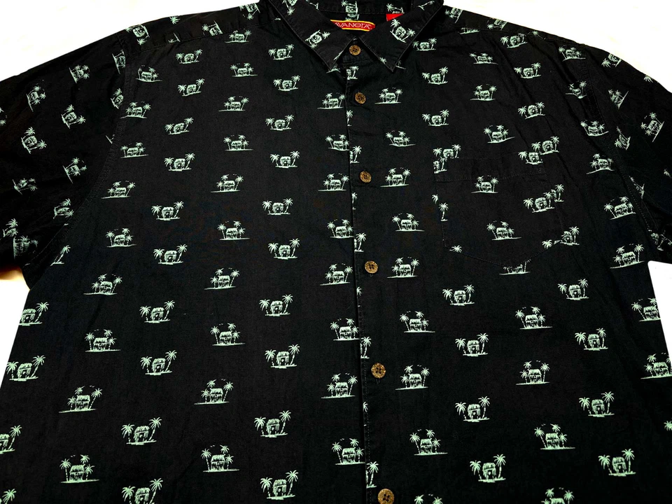 Camisa Havanera Co Para Hombres Hawaiana Aloha Palmera Manga Corta Azul Marino 2XL XX XXL Foto 1 de 3