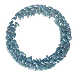 Blue Shiny Beads 8mm x 4mm Spacer Rice Oval Craft Bead 50g Jewellery Beadwork - Picture 1 of 8