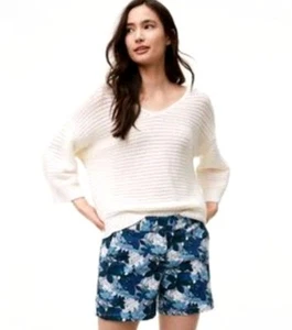 Ann Taylor LOFT The Riviera Damenshorts Größe 10 blau Hibiskus Blumenmuster - Bild 1 von 9