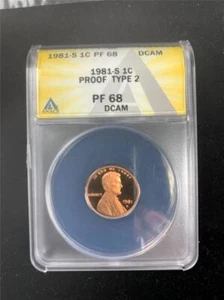 1981 S LINCOLN CENT PROOF TYPE 2 1C PF68 RD DCAM PR68 UCAM ANACS SKU 3384 - Picture 1 of 2