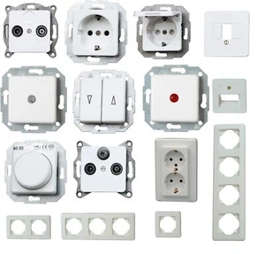 Kopp EUROPA arktisweiß Schalter LED Dimmer Steckdose Rahmen Antenne Sat Taster - Bild 1 von 30