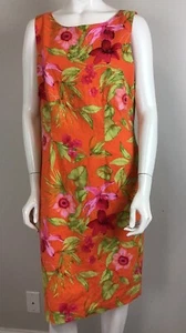 Miss Dorby , Orange , Linen Blend Floral Beaded Dress , 14 - Picture 1 of 8