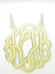 Special Order 14kt Gold 3 Initial Monogram Laser Cut Necklace 15mm Diameter A-Z - Picture 1 of 1