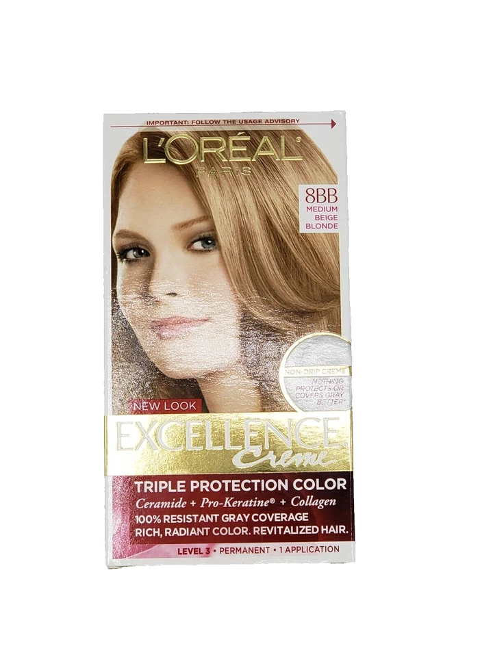 NUEVO L'Oréal Excellence Crema Triple Protección Color 8BB Medio Beige Rubio Foto 1 de 1