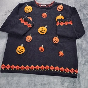 C.S.T. Suéter Deportivo Mujer 3X Negro Halloween Calabazas Jack O Linterna Apliques - Imagen 1 de 8