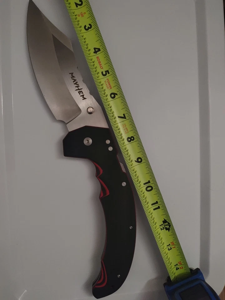 Cuchillo Cold Steel Mayhem Aus 10A hoja de 6 pulgadas mango G-10 negro con acento rojo Foto 1 de 4