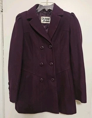 GUESS Los Angeles Purple 1981 Peacoat Vintage Classic Size S Wool Blend - Image 1 of 4