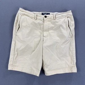 Abercrombie & Fitch Chino Shorts Mens 31 Khaki Stretch Zip Fly Pockets Casual - Picture 1 of 19