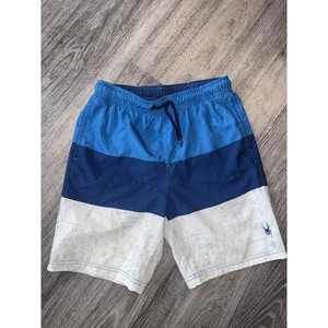 SPYDER Blue Stripe Swim Shorts Trunks Lined Size M 10-12 Boys Youth Vacation - Picture 1 of 7