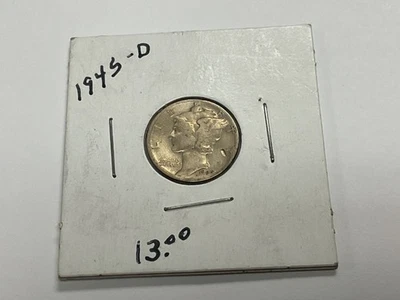 1945 D Mercury Dime VG Very Good 90% Silver 10c US Coin Collectible - Image 1 of 4