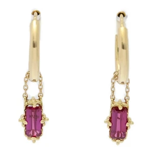 Bespoke Design 2-Way Hoop Swing Earrings With Ruby Charm Chain 18K *Vie6196 - Picture 1 of 10