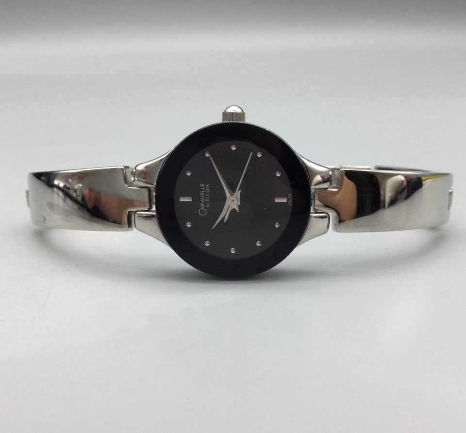 Reloj Caravelle Bulova Mujer 20mm Esfera Negra 43L70 Brazalete Batería Nueva 6" Foto 1 de 4