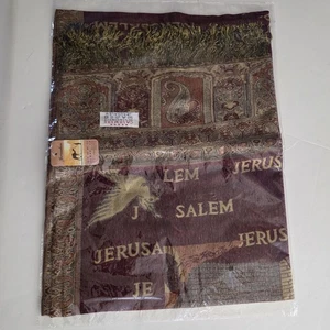 Jerusalem Holy Land Neu mit Etikett 100 % Kaschmir Schal Halstuch Stola weinrot braun Paisley  - Bild 1 von 7