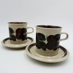 Arabia Ruija Troubadour Tall Cups Mugs with Saucers Set of 2 Finland MCM Vintage - Picture 1 of 7