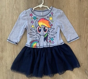 My Little Pony Girl's Size 3T Blue Long Sleeve Dress With Navy Tutu Skirt - Picture 1 of 8