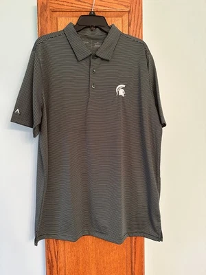 Antigua Men's Michigan State University Green and White Stripe Golf polo Size XL - Image 1 of 4
