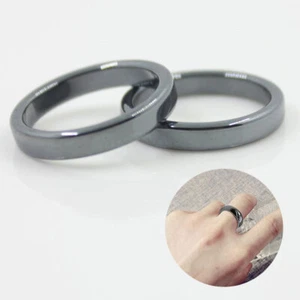 Unisex Herren Damen schwarz nicht magnetisch Hämatit Basic Ring Band Größe 6 7 8 9 10 11 - Bild 1 von 16