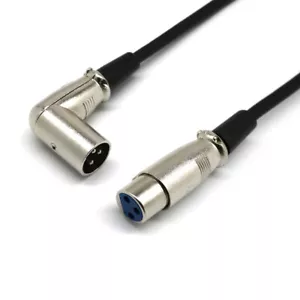 Cable adaptador de cable de conexión de 3 pines ángulo XLR 90 grados macho a recto hembra - Imagen 1 de 3