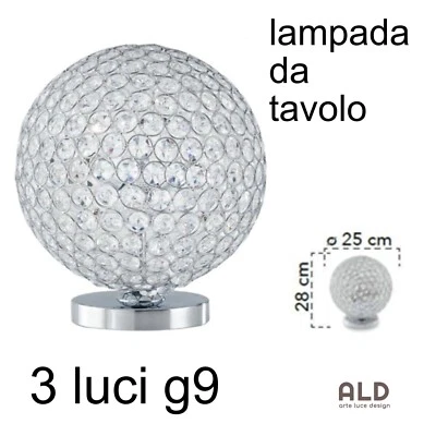 Lampada da tavolo in metallo e cristalli k9 illuminatore moderno da scrivania - Immagine 1 di 3