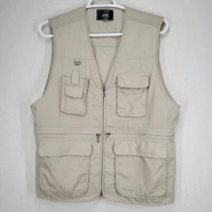 H2H Utility Vest Mens 2XL Khaki Cargo Pocket Full Zip Nylon Fishing Photography - Picture 1 of 13