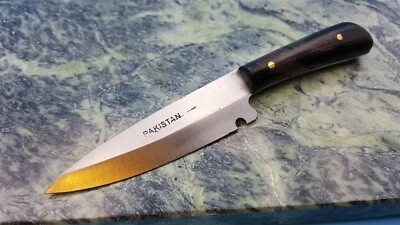  Mini parche hoja fija cuchillo cuerno mango 5-1/4" en general, hoja 3" pasadores de latón Foto 1 de 4