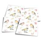 4x Square Stickers 10 cm - Pretty Birds Flowers Watercolour Art  #8181