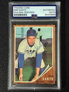 Ron Santo Chicago Cubs 1962 Topps #170 autógrafo firmado PSA ADN - Imagen 1 de 2