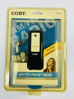 🔥 COBY CX-70 PORTABLE AM/FM RADIO WHITE Plus Stereo Headphones & Neck Strap - Image 1 of 4