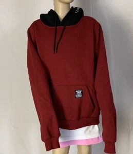 zaful fleece sweatshirt with hood in red and black size large - Picture 1 of 2