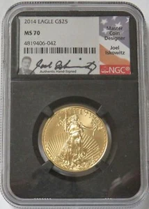 2014 GOLD $25 AMERICAN EAGLE 1/2oz ISKOWITZ SIGNED NGC MS 70 RETRO - Picture 1 of 2