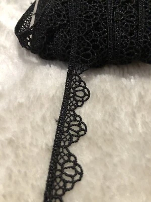 14mm Black Edged Venise Retro Lace Trim Craft Sewing DIY Dress Wedding Per Meter - image 1 of 4