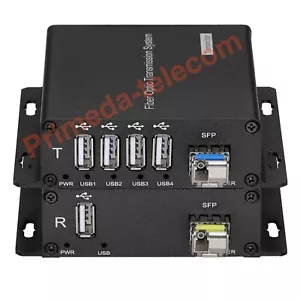 4 Ports USB2.0 over Fiber optic Extender LC Singlemode single Fiber up to 20Km - Foto 1 di 5