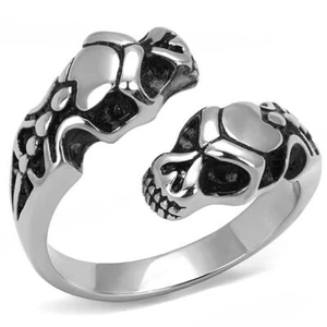 Mens snake ring skull band skull biker stainless steel signet pinky 3276 - Picture 1 of 4