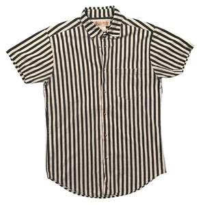 Perry Frey Shirt Mens M Brown Striped Cotton Snap Button Single Stitch Japan 70s - Picture 1 of 15