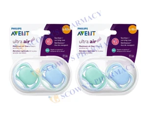 2 x AVENT Ultra Air Pacifier 6-18 Months 2 Pack Light-Breathable to Baby's Skin - Picture 1 of 7
