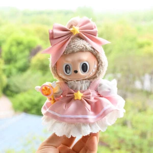 POP MART LABUBU The Monsters Plush Doll Pink Dress Keychain Doll Clothes No Toys