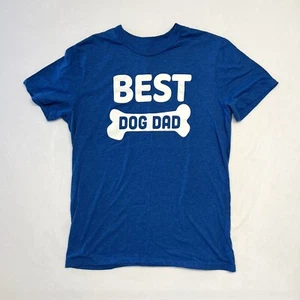 Best Dog Dad T-Shirt blue Size M by Well Worn - Picture 1 of 6