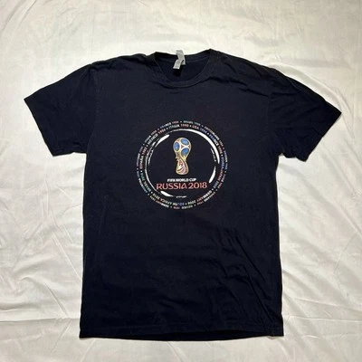 FIFA World Cup Russia 2018 Size Medium Navy T-Shirt Football Soccer - Image 1 of 4