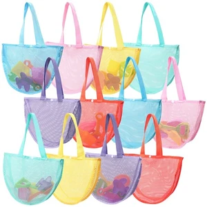 12 Pcs Mesh Beach Bag Bulk for Holding Shell and Toys Seashell Collecting Bag... - Picture 1 of 6