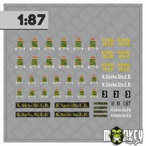 Mehrteiliges Set Königlich Sächsische Eisenbahn Decals 1:87 Spur H0 Modellbahn - Picture 1 of 2