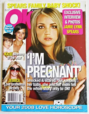 OK! Weekly magazine Dec 31 2007 Jamie Lynn Spears Katie Holmes Jessica Simpson Foto 1 de 4